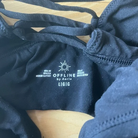 OFFLINE by Aerie True Black Real Me Lace Up Back Sports Bra - Picture 8 of 9
